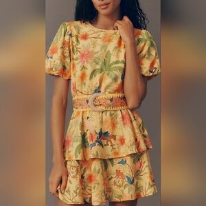 Farm Rio x Anthropologie Belted Tiered Mini Dress, Size XS & S